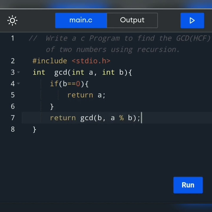 How to write a c Program to find the HCF of two numbers using recursion ...