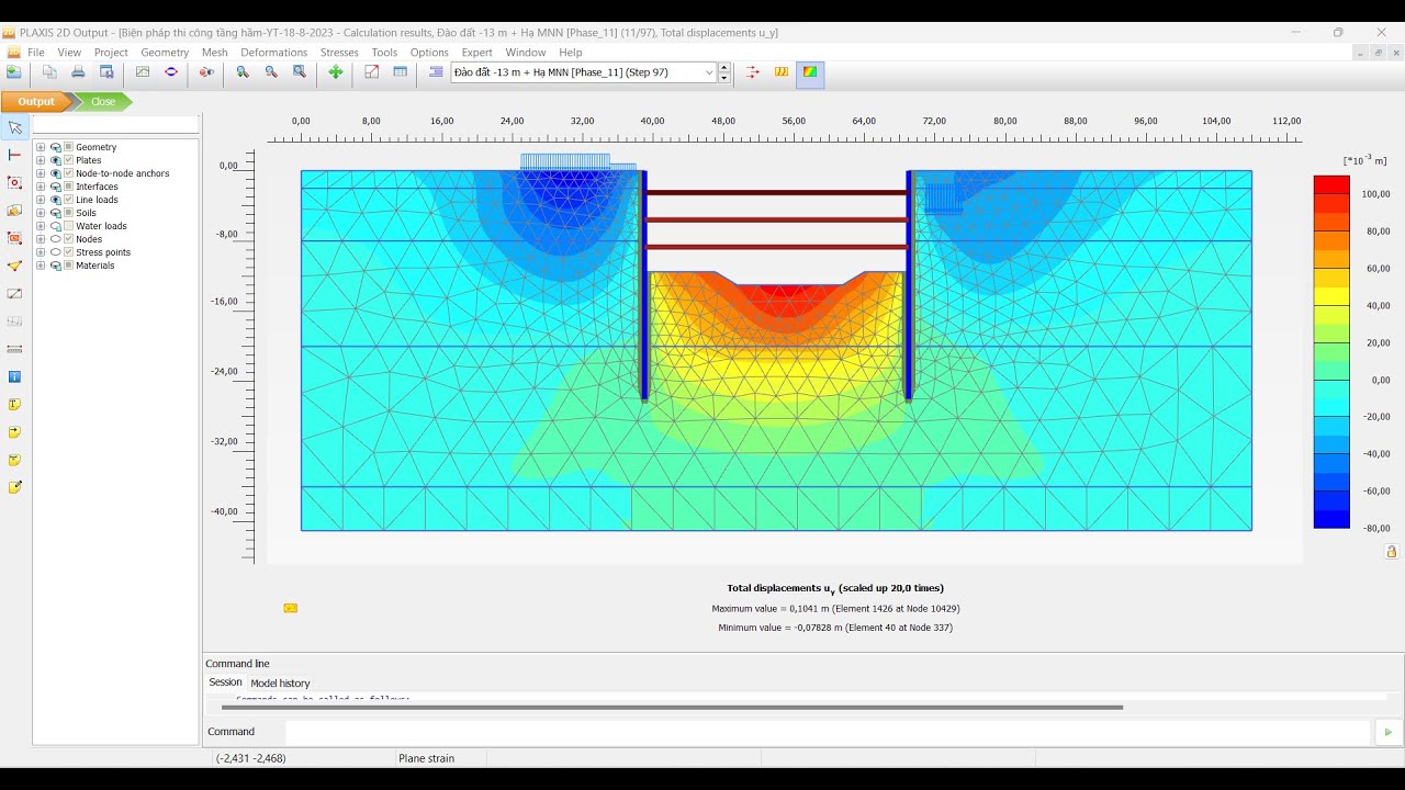 Outline Video Plaxis 2D V20 - Biện pháp thi công tầng hầm nhà cao tầng - Hố đào sâu