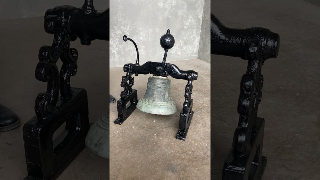 Original Wall Mounted Antique Church Ringing / Calling Bell On Cast Iron Decorative Frame- UKAA