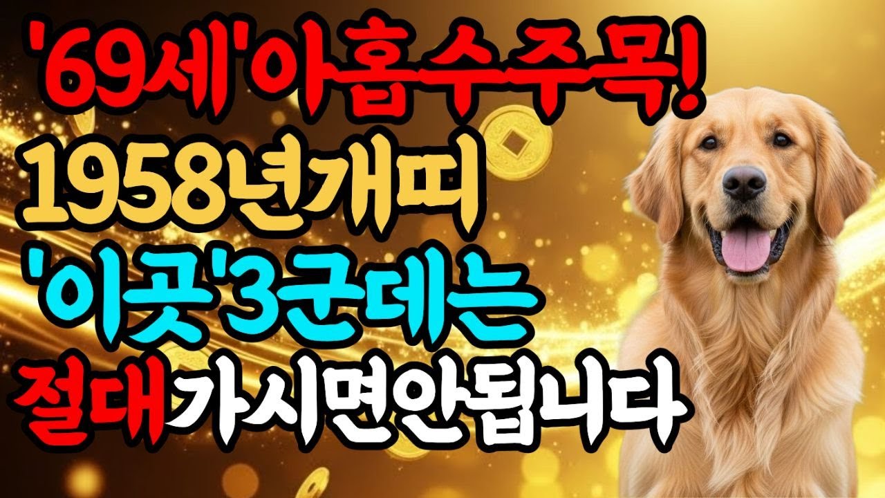 1958년 개띠 주목! 69세 9수 타파 비법 알려드립니다 | 풍수| 사주 |  돈복 | 승진운 |  건강  |  재물운
