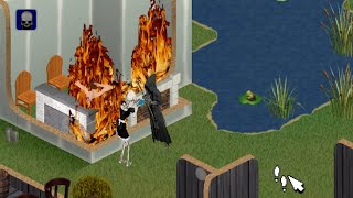 The Sims 1: Bonehilda asking Grim Reaper for an autograph