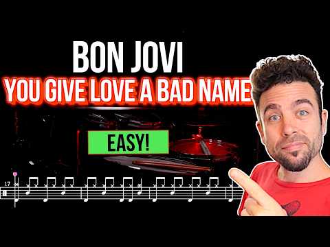 Bon Jovi - You Give Love A Bad Name | Drum Cover + Scrolling Sheet