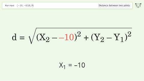 Find the distance between two points p1 (-10,-6) and p2 (6,9): Step-by-Step Video Solution