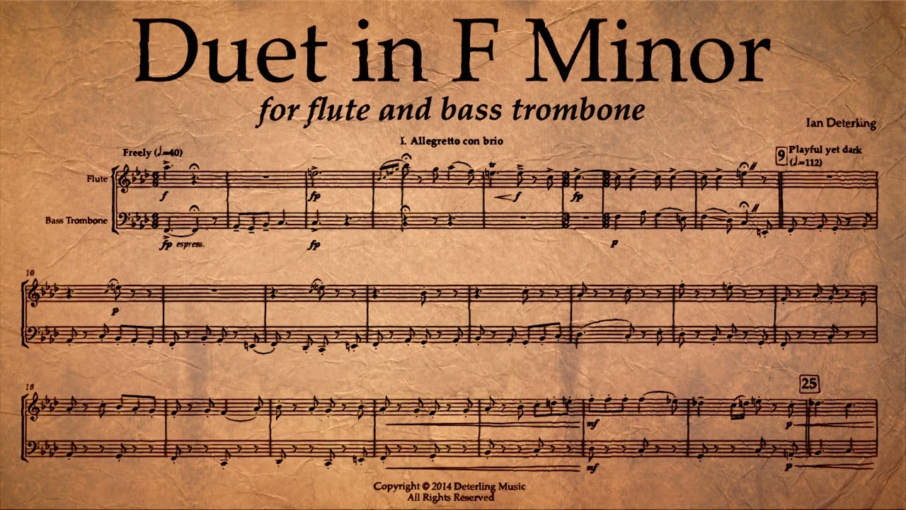 Flute and Bass Trombone Duet in F Minor (Score Video) - YouTube