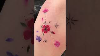 Zodiac tattoo series, Cancer sign with flower and stars tattoo #zodiactattoo #startattoo #cancer