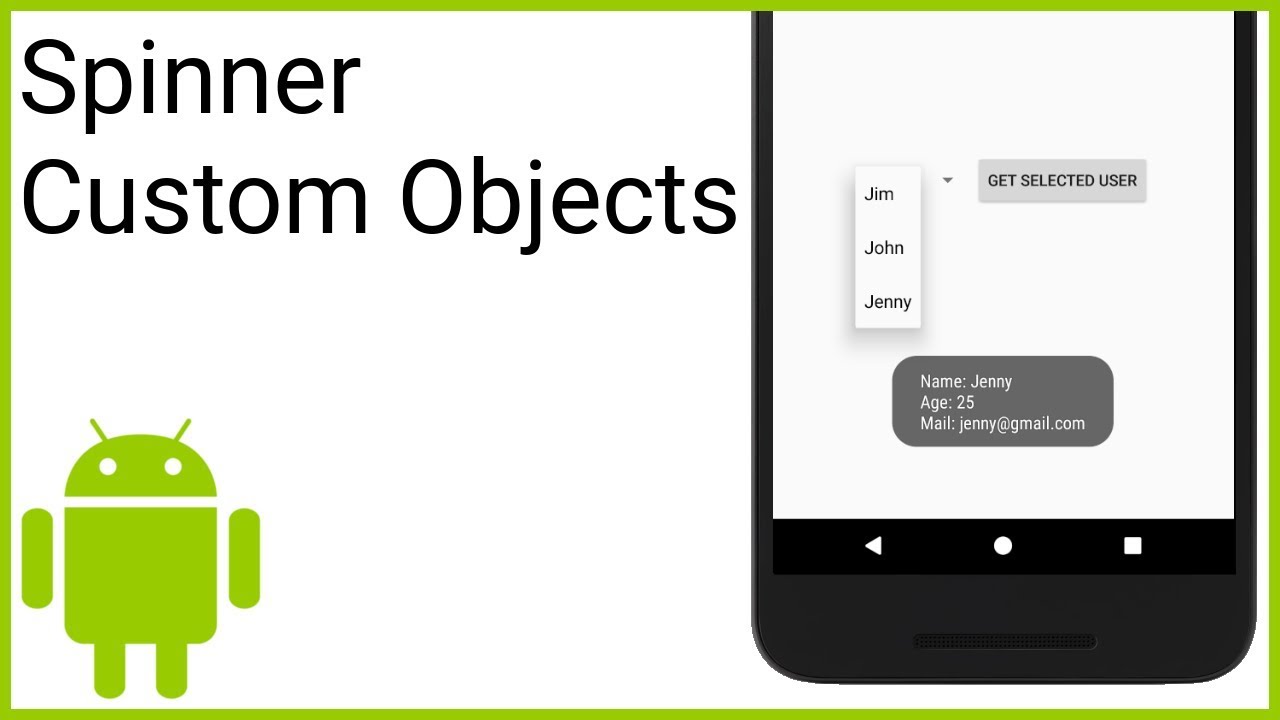 How to Populate a Simple Spinner with Custom Objects - Android Studio  Tutorial - YouTube