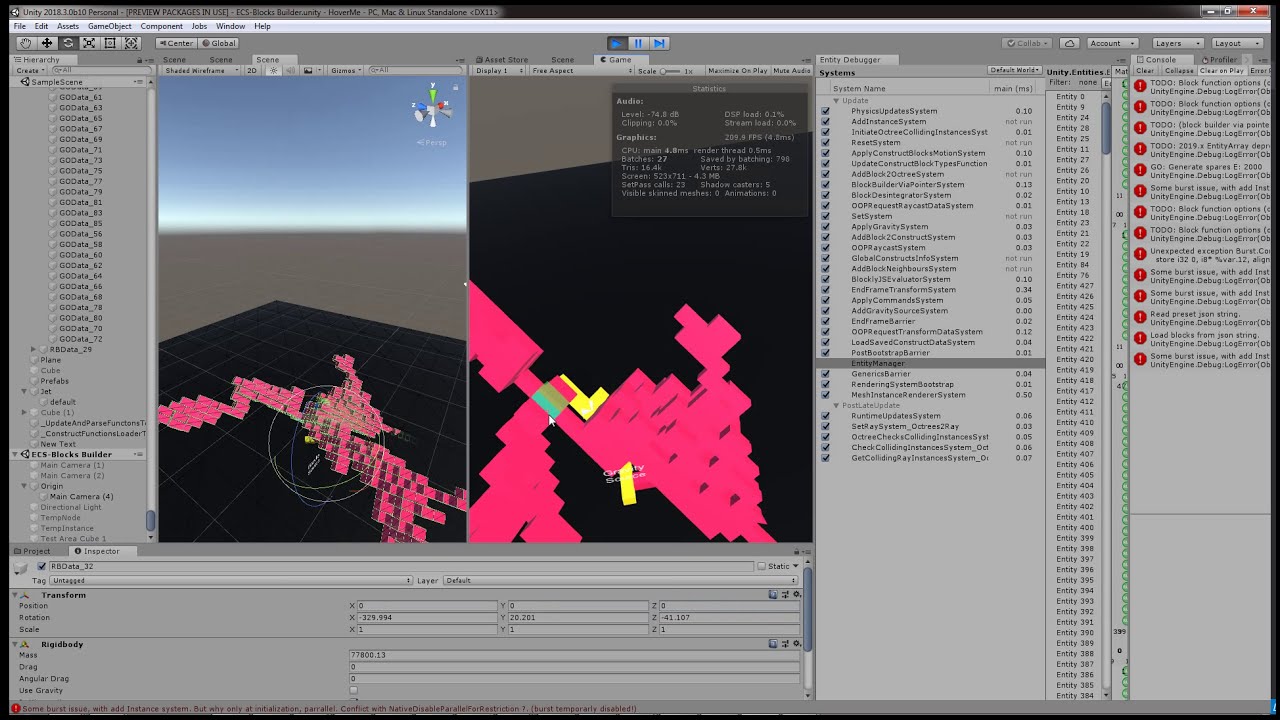 Unity : ECS Voxel Flood Blocks Disintegration Testing 02 - YouTube