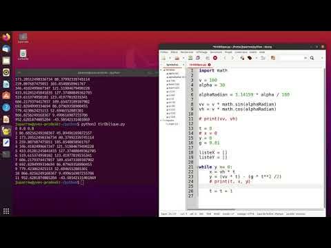 Tir oblique: simulation en langage Python (2/3) - YouTube