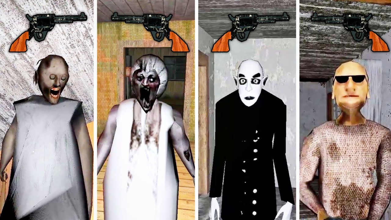 Using Revolver To Kill All Enemies In Granny Remakes | Granny 1.9, Granny XIC & Granny 2