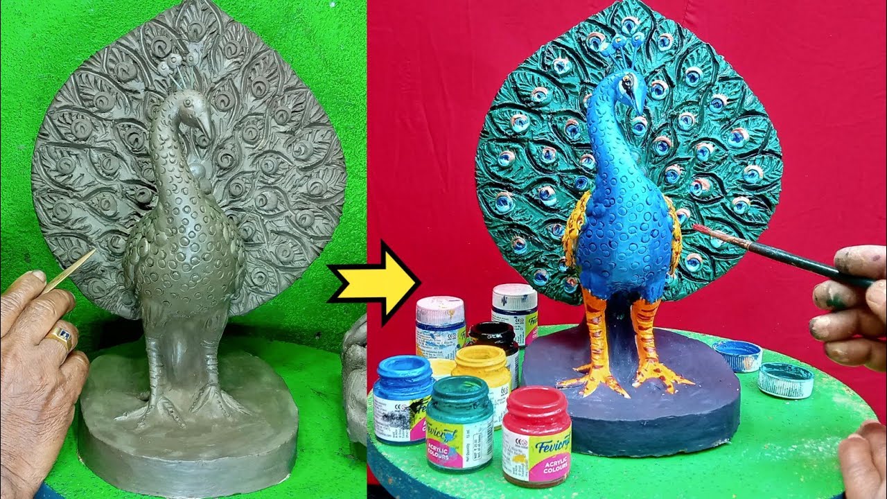 How To Make Peacock With Clay Step By Step || Mor Banane Ka Tarika || Clay Modelling Peacock .