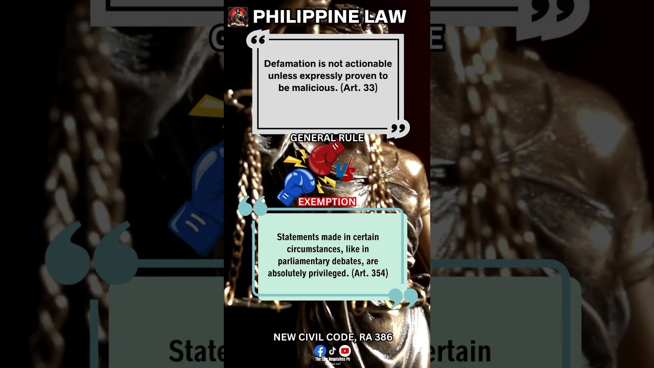 Key Legal General Rules vs exemptions in Philippine Laws