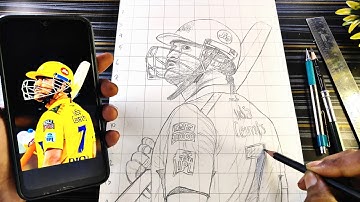 How To Draw MS Dhoni Csk, Outline Tutorial, Mahi drawing pencil,महेंद्र सिंह धोनी को चित्र कैसे बनाए