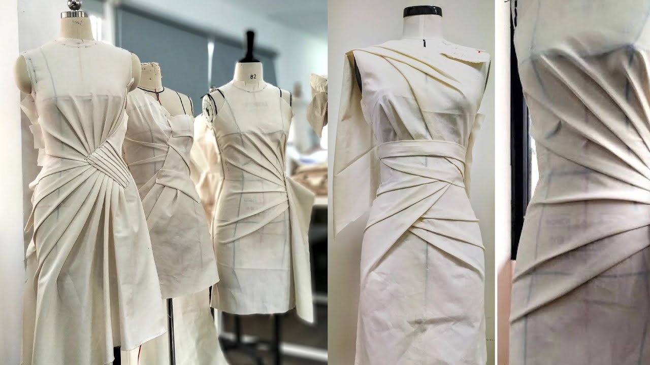 Dress with radiating pleats: students works presentation - YouTube
