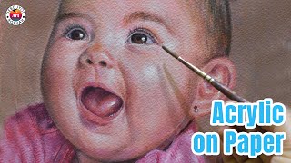 How to Maintain Soft Skin tone | Acrylic Baby Portrait Painting on Paper by Debojyoti Boruah screenshot 5