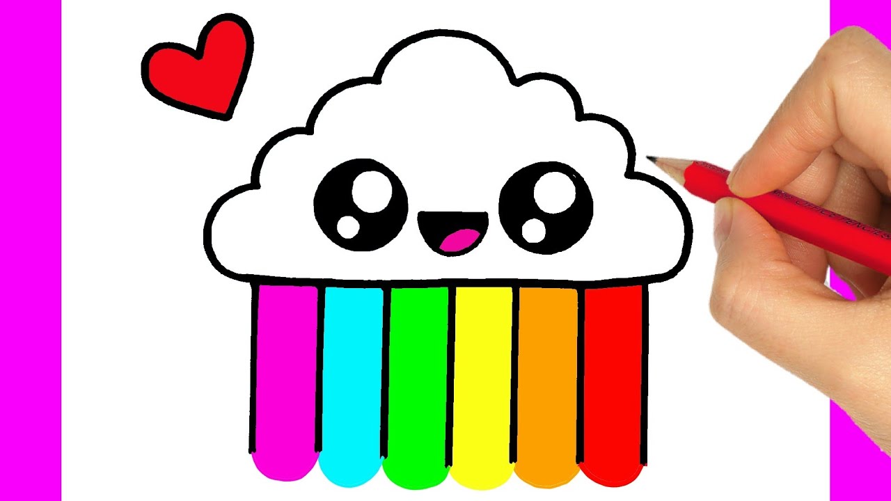 HOW TO DRAW A RAINBOW EASY STEP BY STEP - how to draw a cloud easy ...