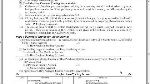 HIRE PURCHASE (TRADING ACCOUNT METHOD)