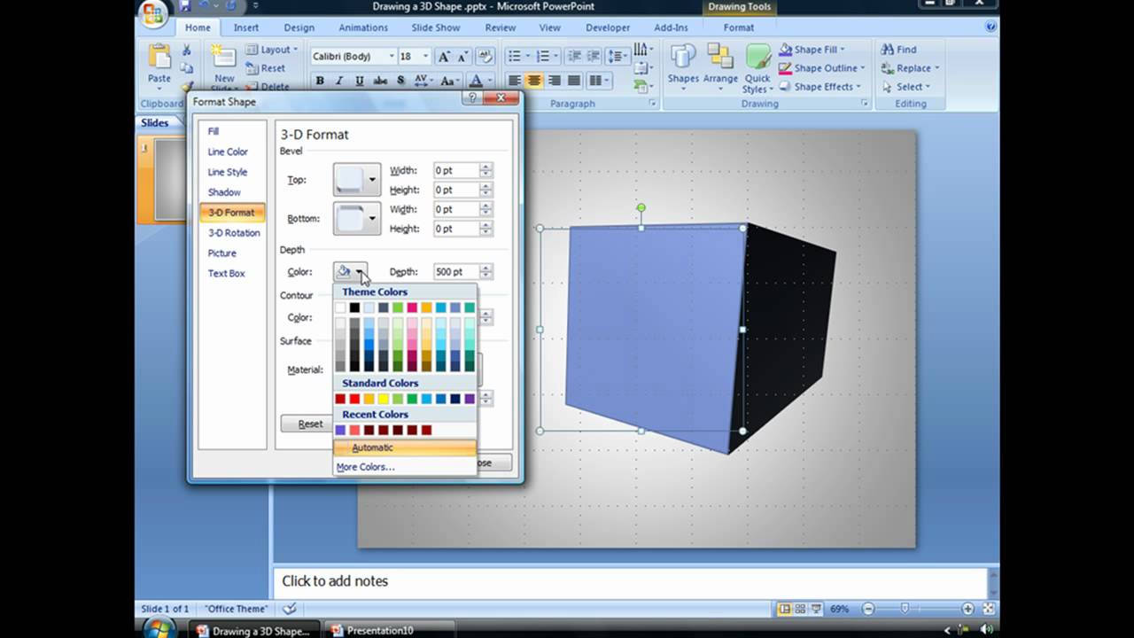 Draw a 3D PowerPoint Shape 