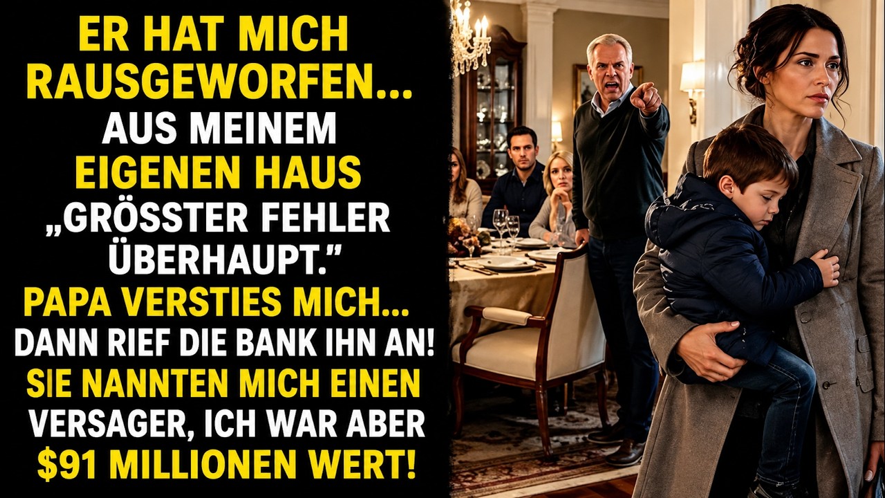 An Thanksgiving stand mein Vater auf, zeigte mit dem Finger auf mich und schrie: „Verlass mein Haus und komm erst zurück, wenn du etwas aus deinem Leben gemacht hast!“ Meine Mutter starrte auf...