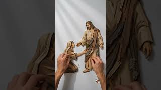 Jesus Heals the Woman Who Touched His Clothing ✝️ #Jesus #Bible #WoodArt #Faith #Shorts Jesus Heals the Woman Who Touched His Clothing ✝️ #Jesus #Bible #WoodArt #Faith #Shorts