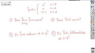 continuity and differentiability with piecewise