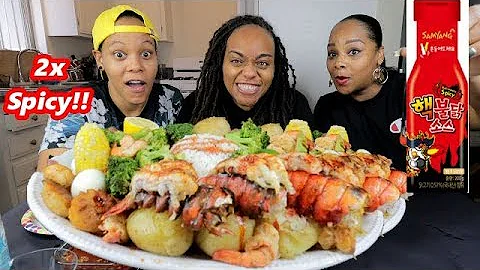 2X SPICY LOBSTER TAILS MUKBANG WITH OUR COUSIN RHO...