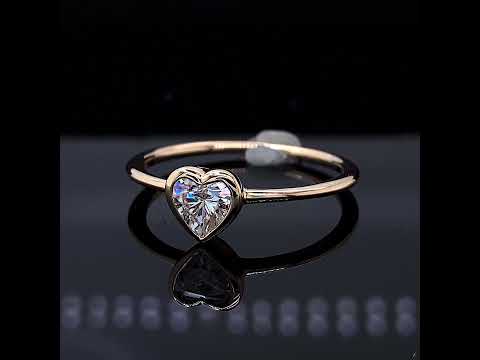Heart Moissanite Bezette Solitaire Ring ring video