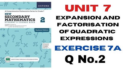 Exercise 7A Question 2(a-d) | Chapter 7 Solution | Grade 7 APSACS | New Secondary Mathematics 2