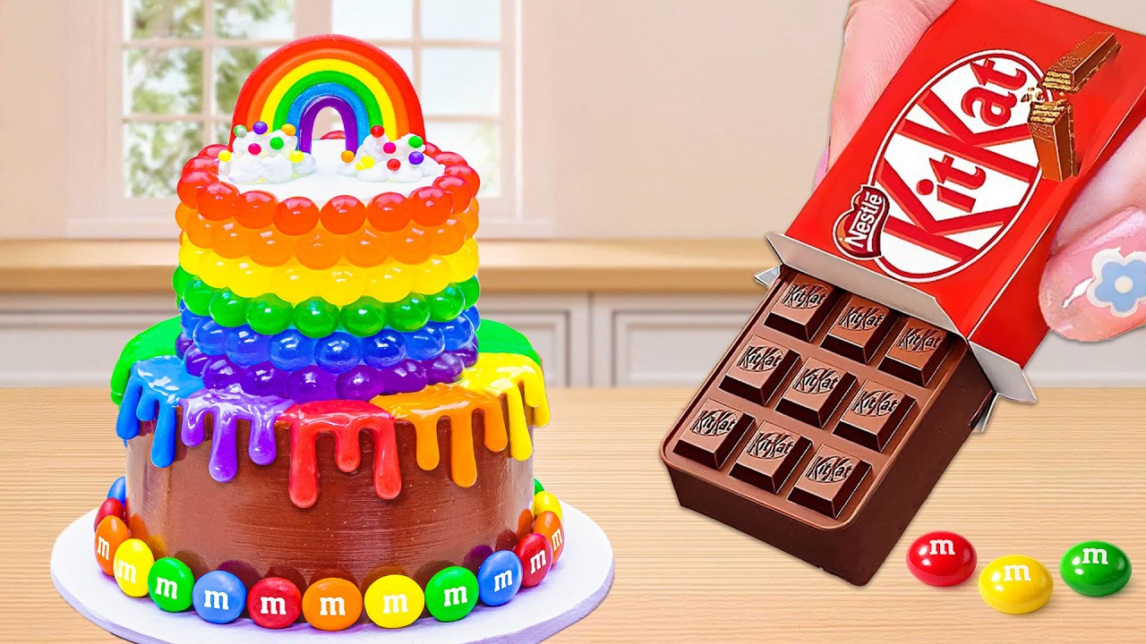 Amazing Mini Rainbow Chocolate KitKat Drip Jelly Cake Decorating 🌈 Tiny ...