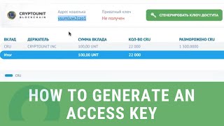 How to generate an access key? Detailed video guide. Manual /Blockchain Cryptounit