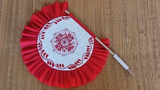 কার্ডবোর্ড দিয়ে হাত পাখা তৈরি | Traditional Hand Fan Making DIY | Cardboard Hand Fan Making Crafts