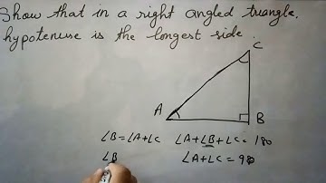 Ex. 7.4 Q No1,Show that in a right angled triangle hypotenuse is the longest side, class 9, triangle