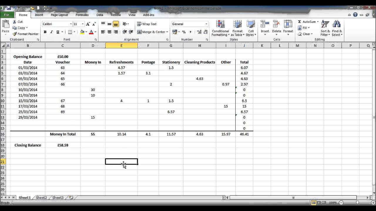 how-to-create-a-petty-cash-template-using-excel-part-4-youtube