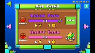 (Map Pack)/ Geometry Dash/ "Happy Pack"/ All Levels 100% Completos