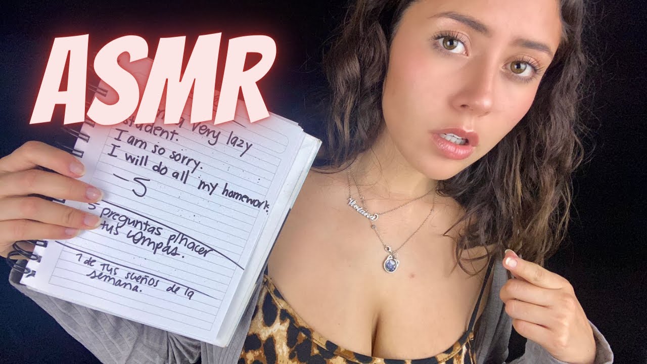 ASMR en español soft spoken✨ tu maestra de inglés mala onda😈 clase online roleplay