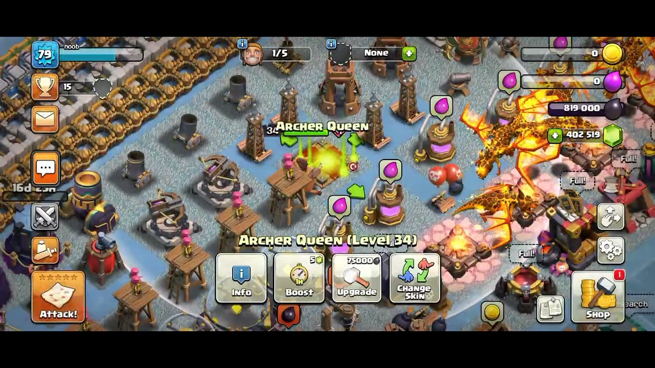 clash of clans Queen upgrading level 1 to level 80