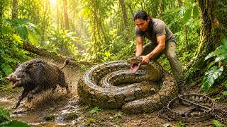 A Giant Python Suddenly Attacked My Pigs — I Caught It and Sold It at the Market | Solo Survival