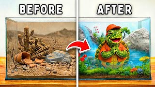 Sam Turns Old Tank Into Zootopia Turtles Paradise 🐢💚 Simple & Cheap Terrarium Ideas