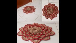 Crochet flower door mat tutorial | Crochet jute rope flower rug | Crochet jute rope craft