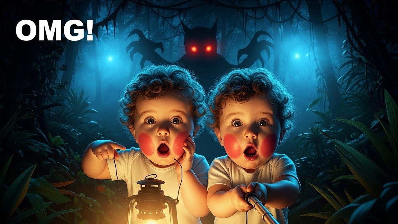 “Tiny Twins vs Spooky Jungle! You Won’t Believe What Appeared in the Dark!”