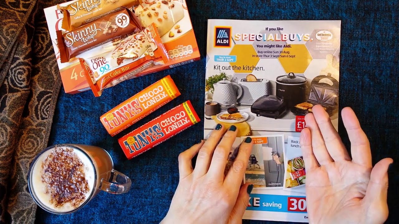 ASMR | Aldi Sales Circular Reading & Candy Chocolate Tasting - Whispered Ramble Chat at Coffee Time!