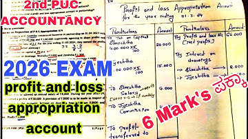 2nd PUC ACCOUNTANCY 🔥 profit and loss appropriation account 🔥 QUESTION BANK problem 1 exam 2026