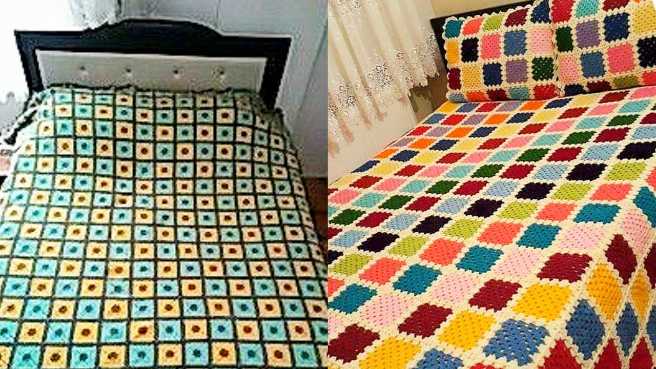 Marvelous Latest crochet handknitted fancy double bedsheet designs