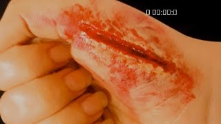 طريقة عمل جرح بسيط مزيف بالمكياج السينمائي 2022/DlY scar wax and blood