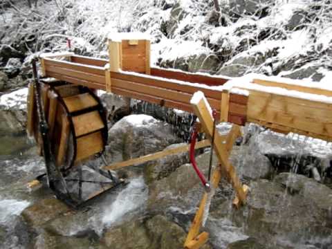 Miniwasserkraft - Wasserrad - 05 - water wheel generator - YouTube