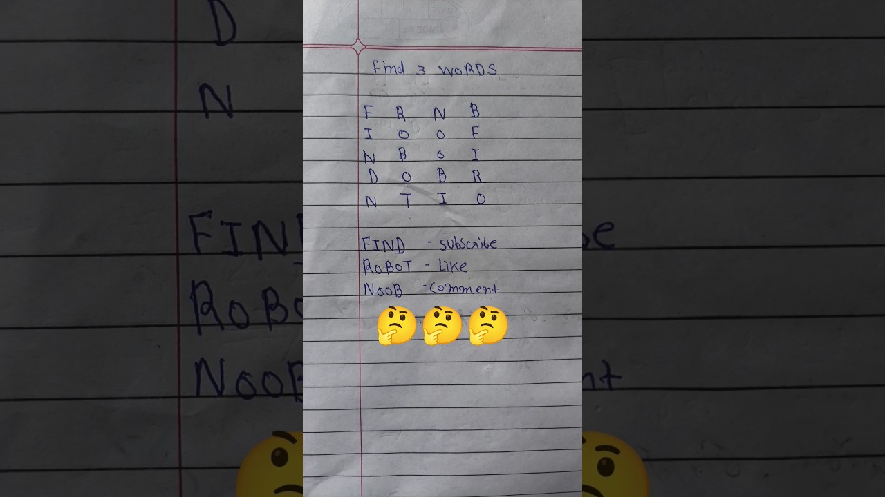 Find 3 WORDS - Find , Robot , Noob 