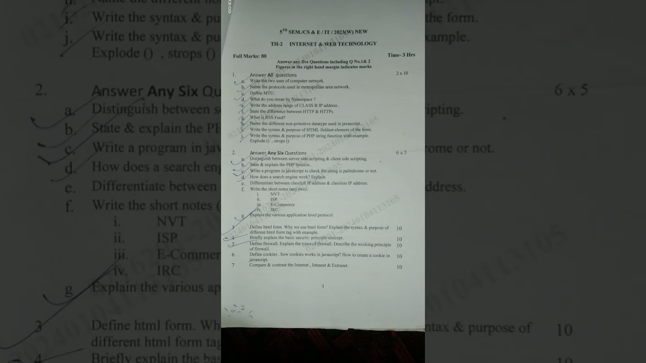 PYQ CSE 5TH SEM 2023(W) TH-2 (INTERNET & WEB TECHNOLOGY) 