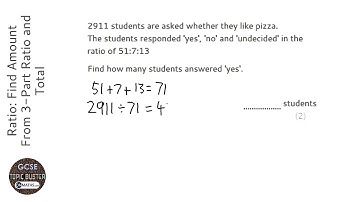 Ratio: Find Amount From 3-Part Ratio and Total (Grade 3) - OnMaths GCSE Maths Revision