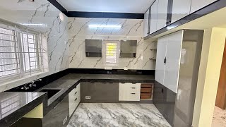 Big Modular Kitchen Design With Grey & White Combo Modular Kitchen
