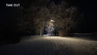 Winter Night Walk in Sweden • Crunching Footsteps in Snow ASMR • Relaxing Swedish Nature in 4K 2160p
