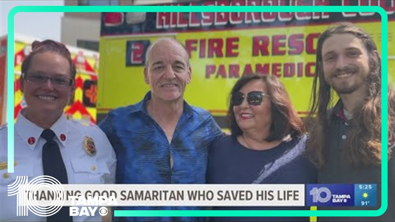 Heart attack survivor thanks good Samaritan who saved his life - YouTube